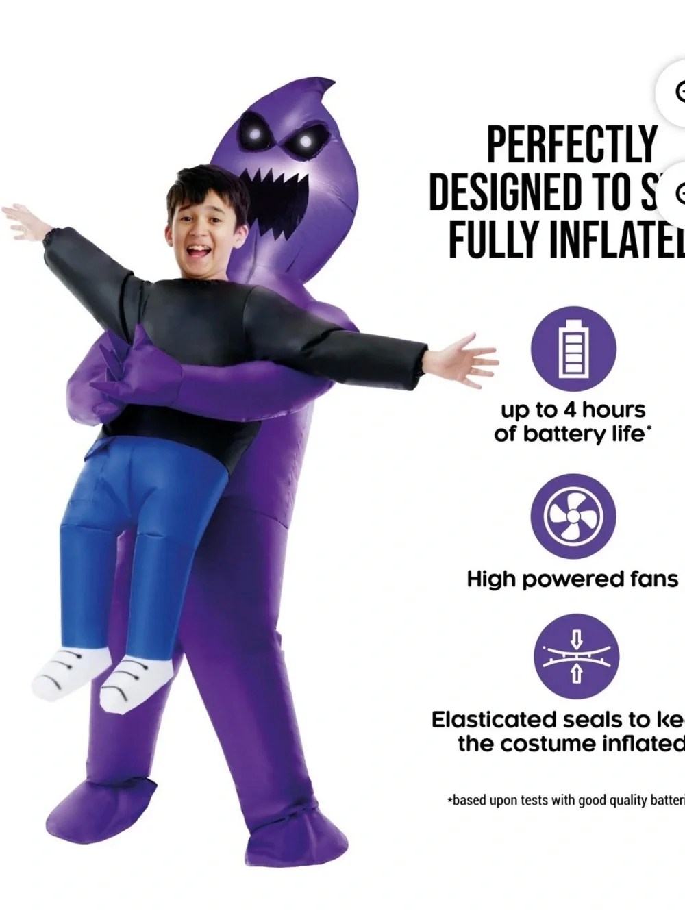 Kids Light-Up Purple Ghoul Pick-Me-Up Inflatable Costume